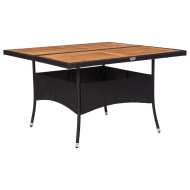 vidaXL Vonkajší jedálenský stôl čierny polyratan a masívne akáciové drevo - cena, porovnanie