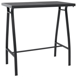 vidaXL Záhradný barový stôl, čierny 110x60x110 cm, tvrdené sklo