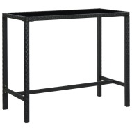 vidaXL Záhradný barový stôl čierny 130x60x110 cm polyratan a sklo - cena, porovnanie