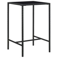 vidaXL Záhradný barový stôl čierny 70x70x110 cm polyratan a sklo - cena, porovnanie