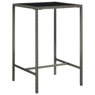 vidaXL Záhradný barový stôl sivý 70x70x110 cm polyratan a sklo - cena, porovnanie