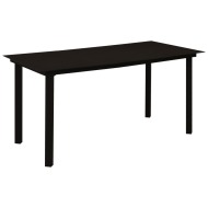 vidaXL Záhradný jedálenský stôl čierny 150x80x74 cm oceľ a sklo - cena, porovnanie