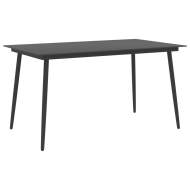 vidaXL Záhradný jedálenský stôl čierny 150x90x74 cm oceľ a sklo - cena, porovnanie