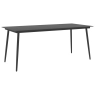 vidaXL Záhradný jedálenský stôl čierny 190x90x74 cm oceľ a sklo - cena, porovnanie