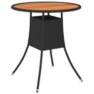 vidaXL Záhradný jedálenský stôl čierny Ø 7 cm polyratan a akáciový masív - cena, porovnanie