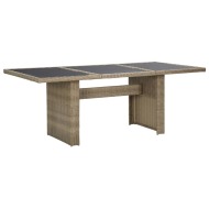vidaXL Záhradný jedálenský stôl hnedý 200x100x74 cm sklo a polyratan - cena, porovnanie