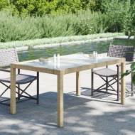 vidaXL Záhradný stôl 150x90x75 cm tvrdené sklo a polyratan čierny - cena, porovnanie