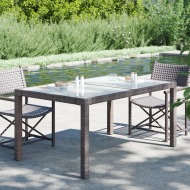 vidaXL Záhradný stôl 150x90x75 cm tvrdené sklo a polyratan hnedý - cena, porovnanie