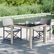 vidaXL Záhradný stôl 90x90x75 cm tvrdené sklo a polyratan béžový - cena, porovnanie