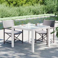 vidaXL Záhradný stôl 90x90x75 cm tvrdené sklo a polyratan biely - cena, porovnanie