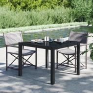 vidaXL Záhradný stôl 90x90x75 cm tvrdené sklo a polyratan čierny - cena, porovnanie