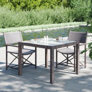 vidaXL Záhradný stôl 90x90x75 cm tvrdené sklo a polyratan hnedý - cena, porovnanie