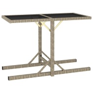 vidaXL Záhradný stôl, béžový 110x53x72 cm, sklo a polyratan - cena, porovnanie