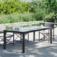 vidaXL Záhradný stôl čierny 190x90x75 cm tvrdené sklo a polyratan - cena, porovnanie