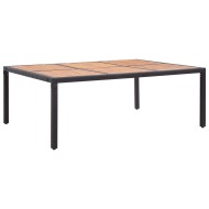 vidaXL Záhradný stôl, čierny 200x150x74 cm, polyratan a akáciové drevo - cena, porovnanie