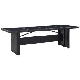 vidaXL Záhradný stôl, čierny 240x90x74 cm, polyratan a sklo