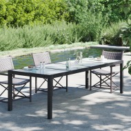 vidaXL Záhradný stôl čierny 250x100x75 cm tvrdené sklo a polyratan - cena, porovnanie