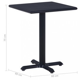 vidaXL Záhradný stôl čierny 60x60x75 cm