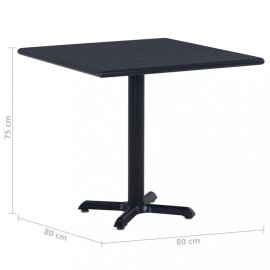 vidaXL Záhradný stôl čierny 80x80x75 cm