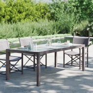 vidaXL Záhradný stôl hnedý 190x90x75 cm tvrdené sklo a polyratan - cena, porovnanie