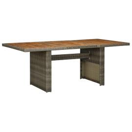 vidaXL Záhradný stôl, hnedý, polyratan a akáciový masív
