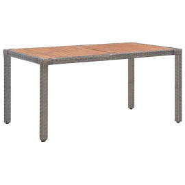 vidaXL Záhradný stôl, sivý 150x90x75 cm, polyratan a akáciový masív