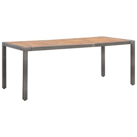 vidaXL Záhradný stôl sivý 190x90x75 cm polyratan a akáciový masív