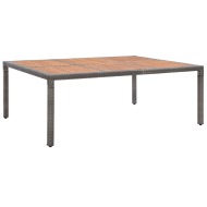 vidaXL Záhradný stôl, sivý 200x150x74 cm, polyratan a akáciové drevo - cena, porovnanie