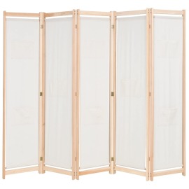 vidaXL Paraván s 5 panelmi, krémový 200x170x4 cm, látka