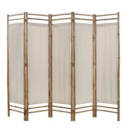 vidaXL Skladací 5-panelový paraván, bambus a plátno, 200 cm