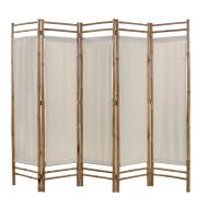 vidaXL Skladací 5-panelový paraván, bambus a plátno, 200 cm - cena, porovnanie