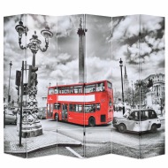 vidaXL Skladací paraván, 228x170 cm, potlač Londýna, čierno-biely - cena, porovnanie