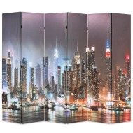 vidaXL Skladací paraván 228x170 cm, potlač nočného New Yorku - cena, porovnanie