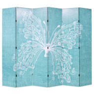 vidaXL Skladací paraván, 228x170 cm, potlač s motýľmi, modrý - cena, porovnanie