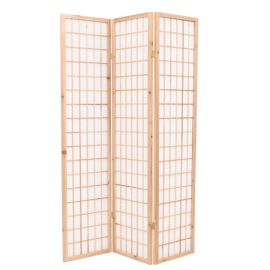 vidaXL Skladací paraván s 3 panelmi, japonský štýl 120x170cm, prírodný