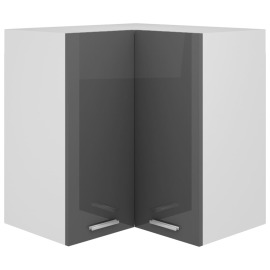 vidaXL Rohová závesná skrinka vysokolesklá sivá 57x57x60 cm drevotrieska
