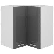 vidaXL Rohová závesná skrinka vysokolesklá sivá 57x57x60 cm drevotrieska - cena, porovnanie