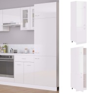 vidaXL Skrinka na chladničku, lesklá biela 60x57x207 cm, drevotrieska - cena, porovnanie