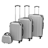 vidaXL Sada 4 cestovných kufrov z tvrdým krytom, strieborná