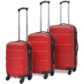 vidaXL Sada troch červených cestovných kufrov na kolieskach