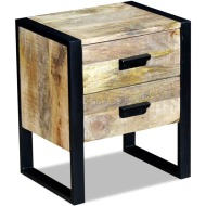 vidaXL  Bočný stolík, 2 zásuvky, masívne mangové drevo, 43x33x51cm - cena, porovnanie