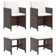 vidaXL 4-dielna záhradná súprava stoličky s podnožkou polyratan hnedá - cena, porovnanie