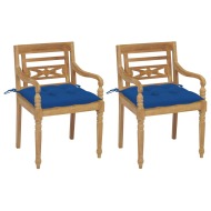 vidaXL Batavia stoličky 2 ks s modrými vankúšmi masívny teak - cena, porovnanie