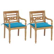 vidaXL Batavia stoličky 2 ks s modrými vankúšmi tíkový masív - cena, porovnanie
