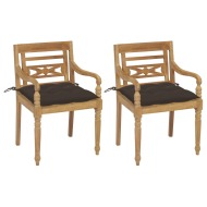 vidaXL Batavia stoličky 2 ks so sivohnedými vankúšmi masívny teak - cena, porovnanie