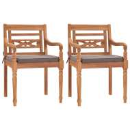 vidaXL Batavia stoličky 2 ks s tmavosivými vankúšmi masívne tíkové drevo - cena, porovnanie
