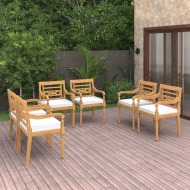 vidaXL Batavia stoličky so sedákmi 6 ks masívne teakové drevo - cena, porovnanie