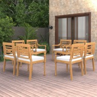 vidaXL Batavia stoličky so sedákmi 8 ks masívne teakové drevo - cena, porovnanie