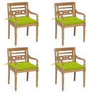 vidaXL Batavia stoličky s podložkami 4 ks tíkový masív - cena, porovnanie