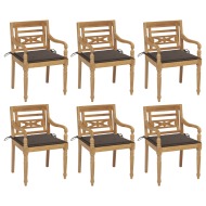 vidaXL Batavia stoličky s podložkami 6 ks tíkový masív - cena, porovnanie